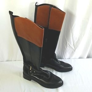 Bandolino Benjiman Women's Wide Calf Leather Riding Boots  Brown Size 8M